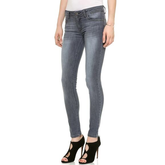 DL1961 Denim - DL1961 Emma Legging Low Rise 4 Way Stretch Denim Black Faded Wash Womens Size 26